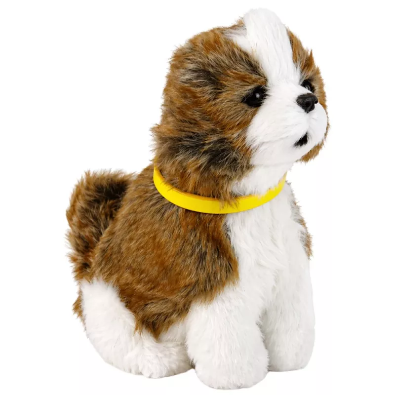 LEAN TOYS Cane peluche interattivo pelo morbido razza Shih Tzu
