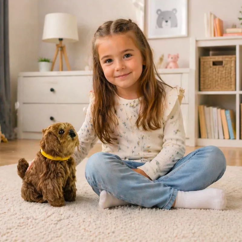 LEAN TOYS Cane peluche interattivo pelo morbido accarezza la testa e scopri le funzioni