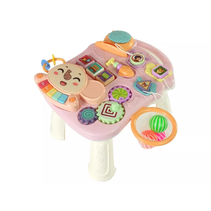 LEAN TOYS Camminatore interattivo e tavolo attività 2in1 rosa