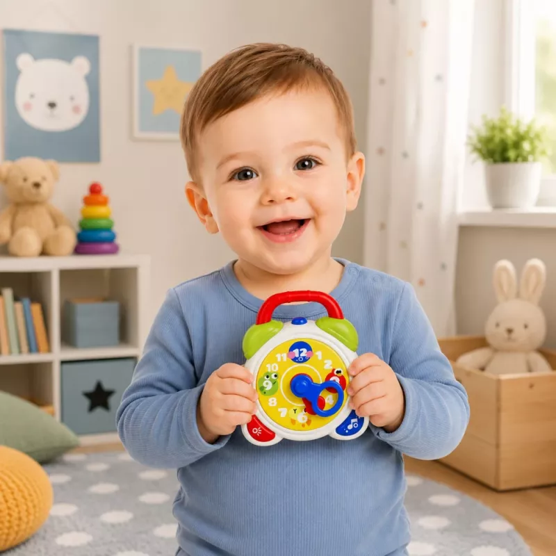 LEAN TOYS sveglia sensoriale interattiva per neonati con luce e suono - design volpe, ricaricabile USB-C