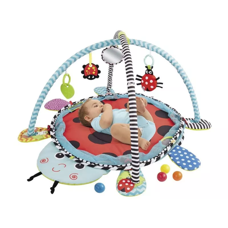 LEAN TOYS Tappeto didattico coccinella recinto palline per neonati