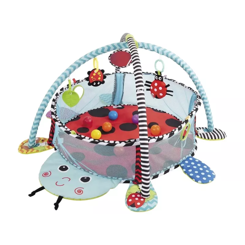 LEAN TOYS Tappeto didattico coccinella recinto palline per neonati