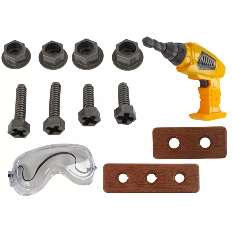 LEAN TOYS Grande cassetta attrezzi fai da te + trapano a batteria set per hobbisti
