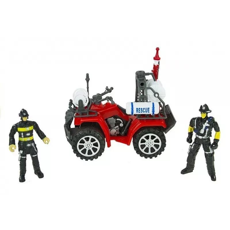 LEAN TOYS grande set vigili del fuoco con camion dei pompieri, personaggi e casco quad per bambini
