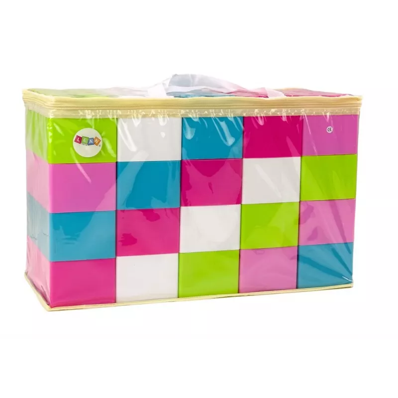 LEAN TOYS Grandi mattoncini allungati in sacchetto con adesivi colorati – 20 pezzi