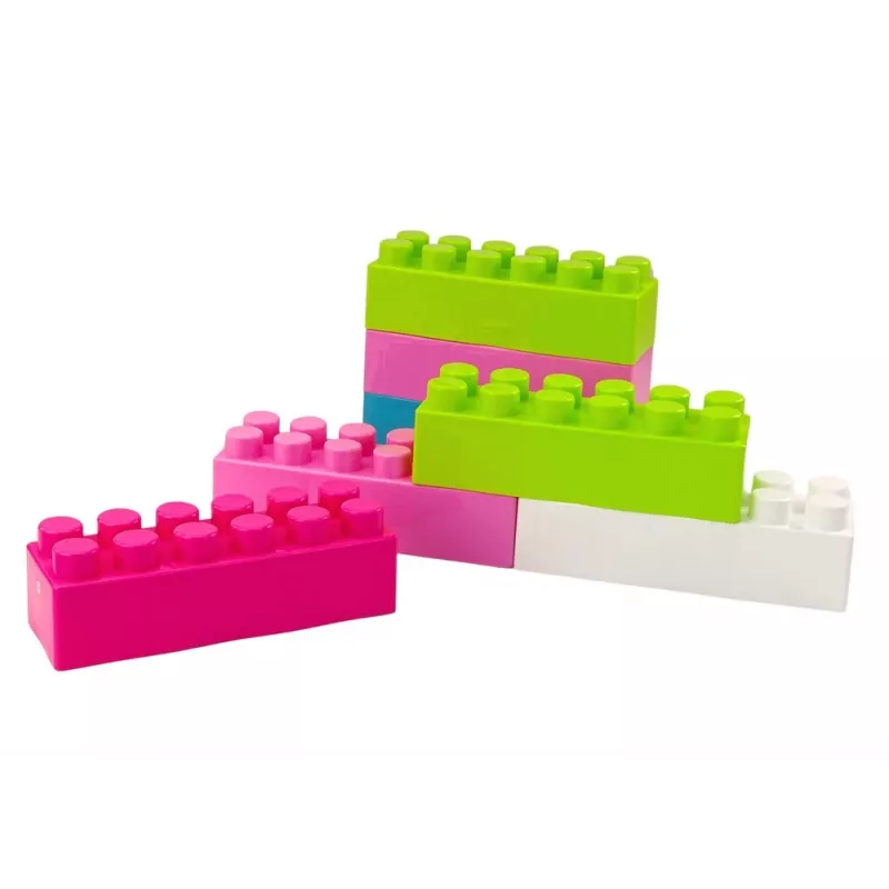 LEAN TOYS Grandi mattoncini allungati in sacchetto con adesivi colorati – 20 pezzi