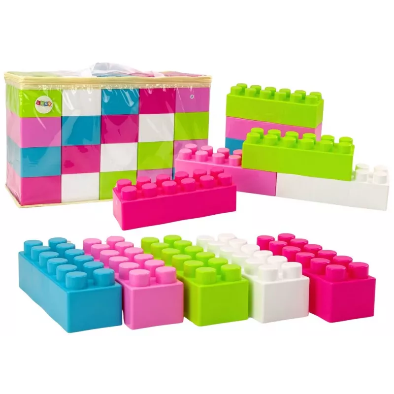 LEAN TOYS Grandi mattoncini allungati in sacchetto con adesivi colorati – 20 pezzi