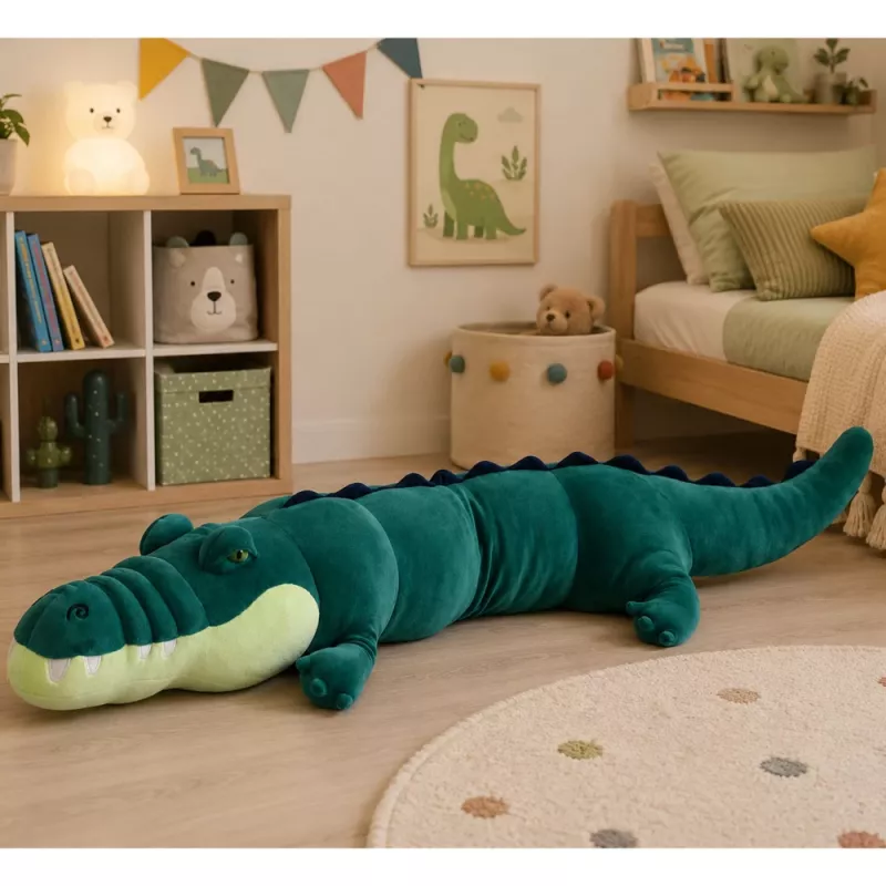 LEAN TOYS Grande coccodrillo peluche mascotte peluche realistico verde 150 cm