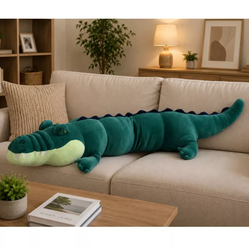 LEAN TOYS Grande coccodrillo peluche mascotte peluche realistico verde 150 cm
