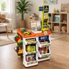 LEAN TOYS grande set cassa supermercato con carrello - 60 pezzi con luce, suono e accessori, gioco di ruolo per bambini dai 3 anni