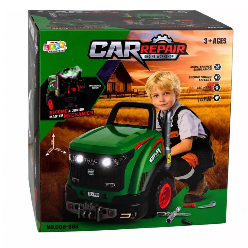 LEAN TOYS Little Handyman trattore smontabile con luci, suoni e vapore