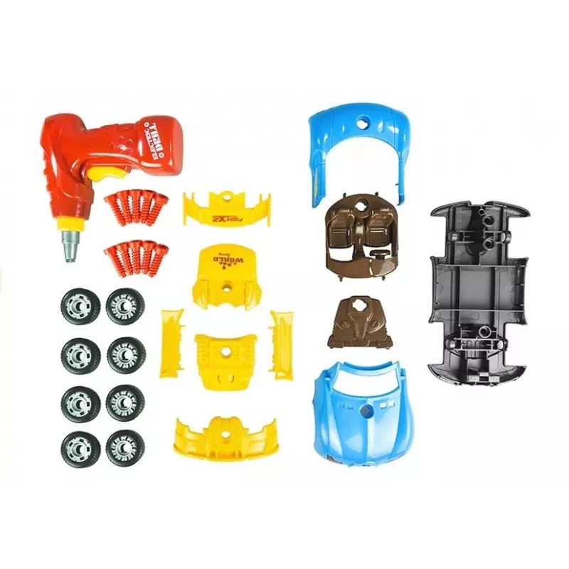 LEAN TOYS Set piccolo meccanico: auto smontata, cacciavite, luci, suoni