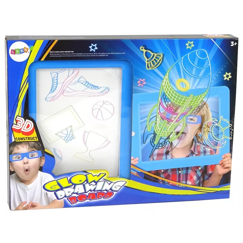 LEAN TOYS Lavagna 3D magica illuminata occhiali blu