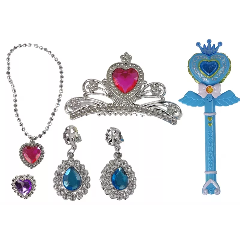 LEAN TOYS Set principesse magiche fiabesche bacchetta interattiva luce suono funzione proiettore di stelle