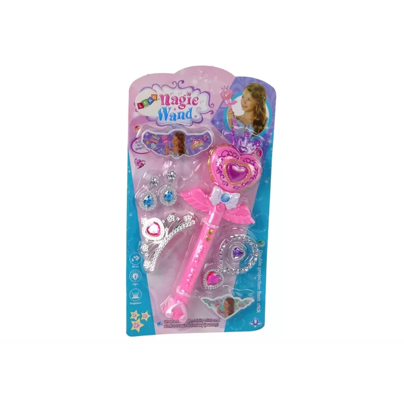 LEAN TOYS Set principesse magiche fiabesche con bacchetta interattiva luce suono e funzione proiettore di stelle