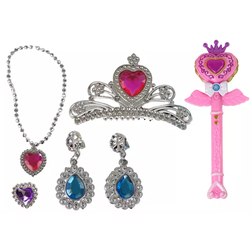 LEAN TOYS Set principesse magiche fiabesche con bacchetta interattiva luce suono e funzione proiettore di stelle