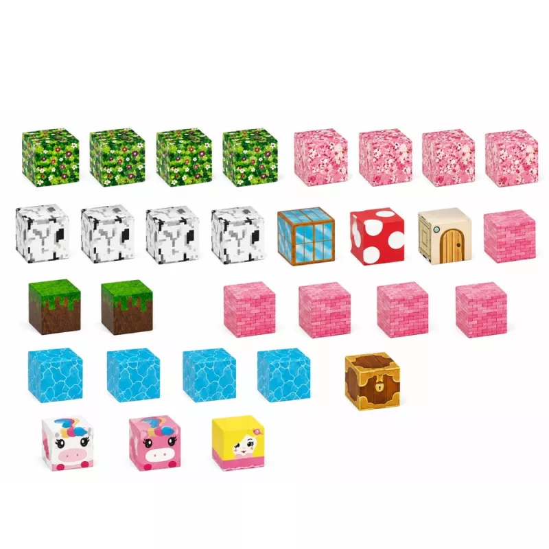 LEAN TOYS Blocchi magnetici set da 50 pezzi – cubi 3D pixel unicorno, plastica ABS, gioco creativo da costruzione