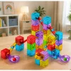 LEAN TOYS Mattoncini magnetici 60 pezzi - Colorato set da costruzione cubi-piste con biglie