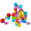 LEAN TOYS Mattoncini magnetici 60 pezzi - Colorato set da costruzione cubi-piste con biglie