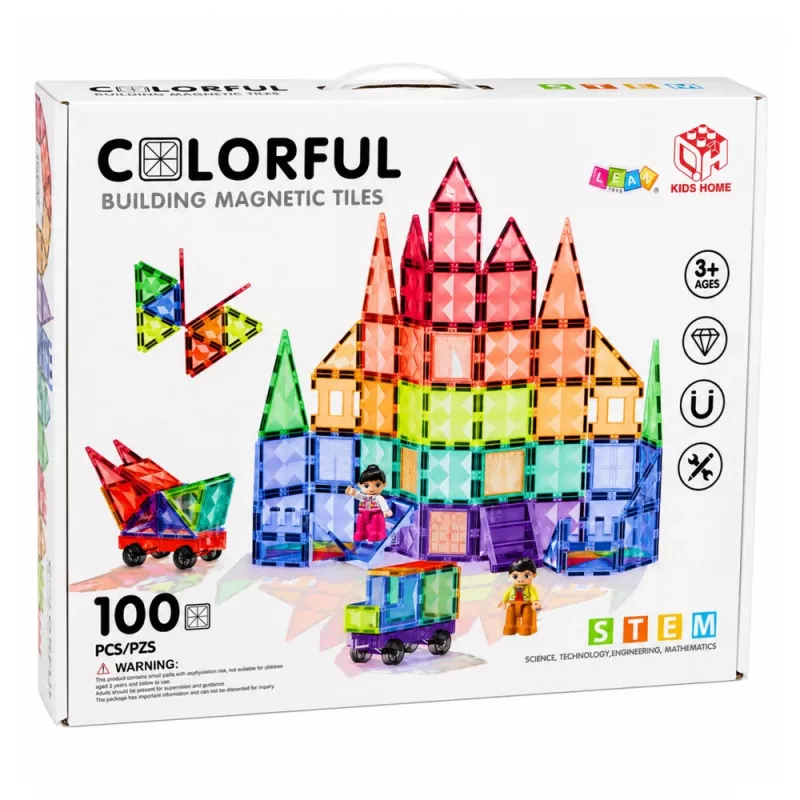 LEAN TOYS blocchi magnetici da costruzione pannelli 3D creativi STEM colorati 100 pezzi