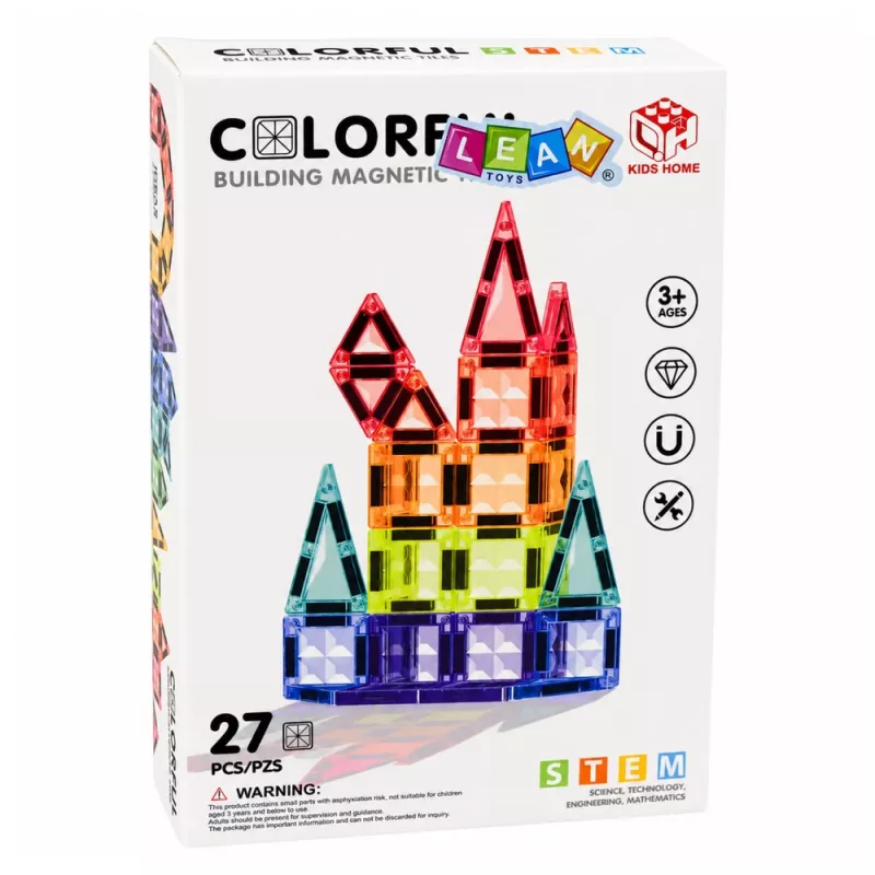 LEAN TOYS Blocchi magnetici da costruzione 3D pannelli creativi STEM colorati 27 pezzi