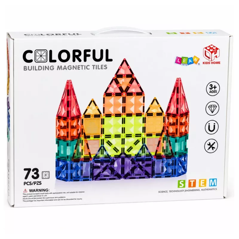 LEAN TOYS Blocchi magnetici da costruzione 3D pannelli creativi STEM colorati 73 pezzi