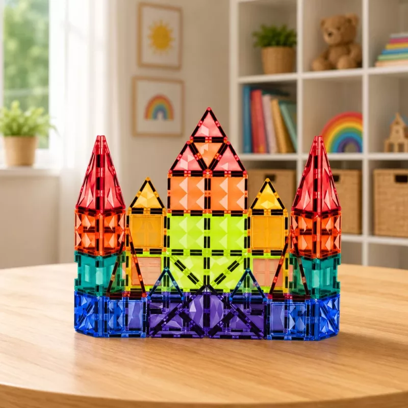 LEAN TOYS Blocchi magnetici da costruzione 3D pannelli creativi STEM colorati 73 pezzi