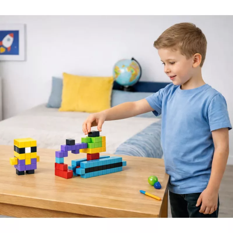 LEAN TOYS Mattoncini magnetici cubi blocchi 3D colorati 96 pezzi
