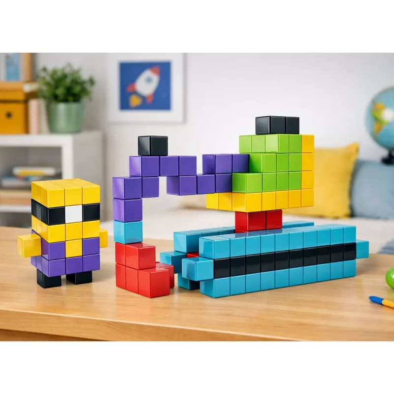 LEAN TOYS Mattoncini magnetici cubi blocchi 3D colorati 96 pezzi