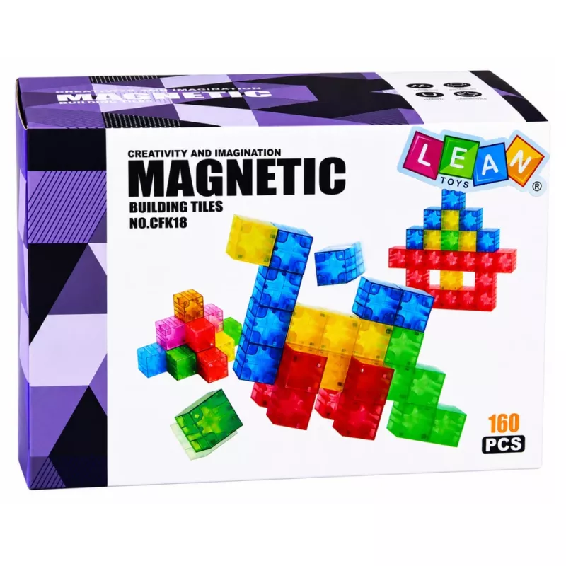 LEAN TOYS Blocchi magnetici Cubi colorati 3D 160 pezzi