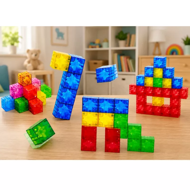 LEAN TOYS Blocchi magnetici Cubi colorati 3D 160 pezzi