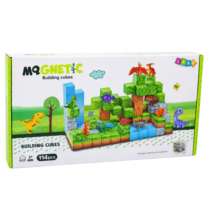 LEAN TOYS Blocchi magnetici da costruzione Cubi Mondo quadrato 3D 114 pezzi