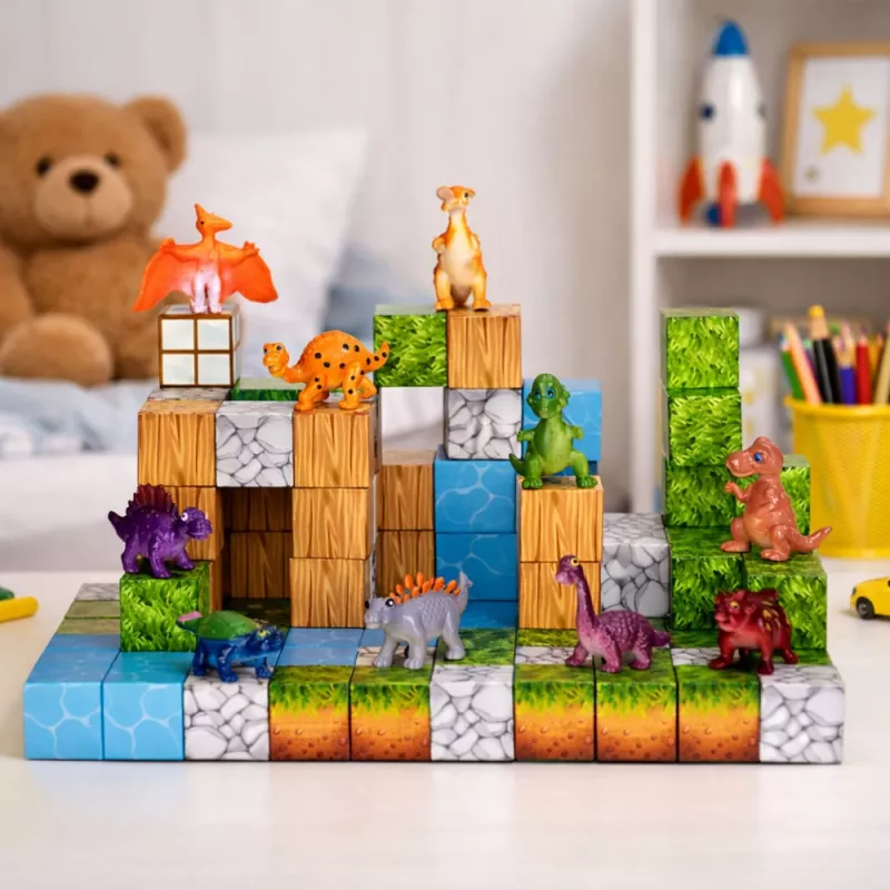 LEAN TOYS Blocchi magnetici da costruzione Cubi Mondo quadrato 3D 114 pezzi
