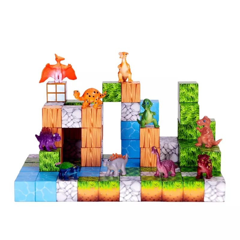 LEAN TOYS Blocchi magnetici da costruzione Cubi Mondo quadrato 3D 114 pezzi