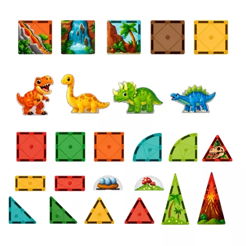 LEAN TOYS mattoncini magnetici dinosauro vulcano 31 pezzi
