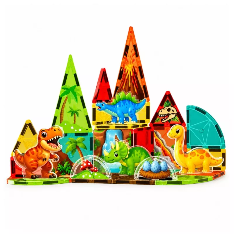 LEAN TOYS mattoncini magnetici dinosauro vulcano 31 pezzi