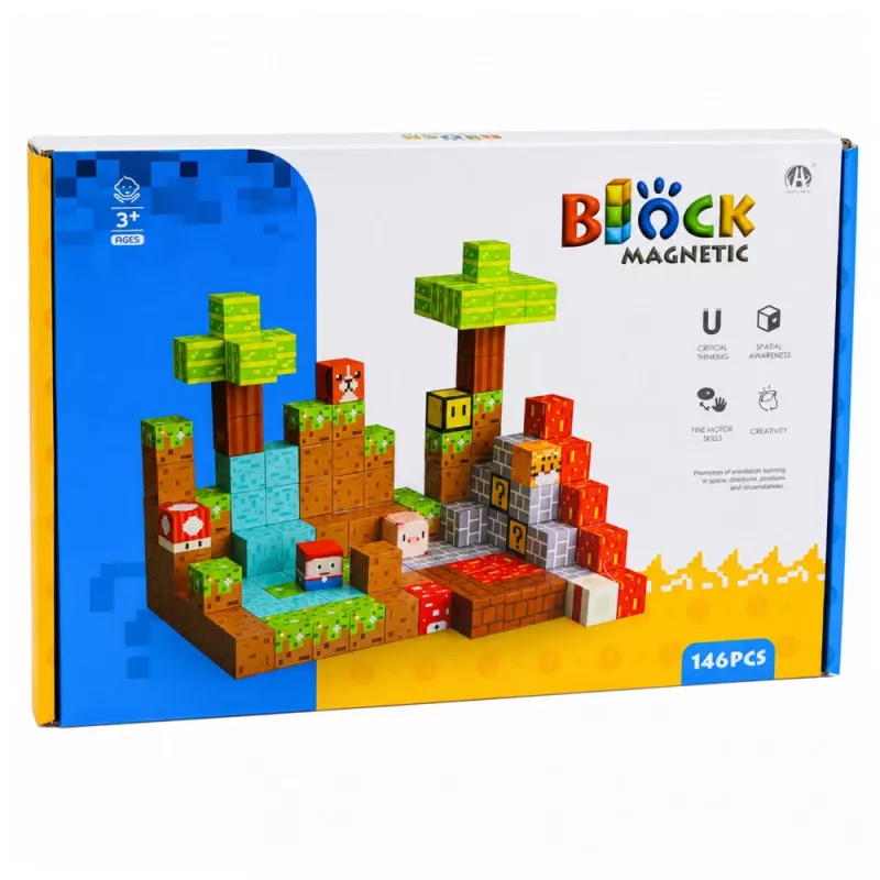 LEAN TOYS mattoncini magnetici Pixel World cubi colorati 146 pezzi