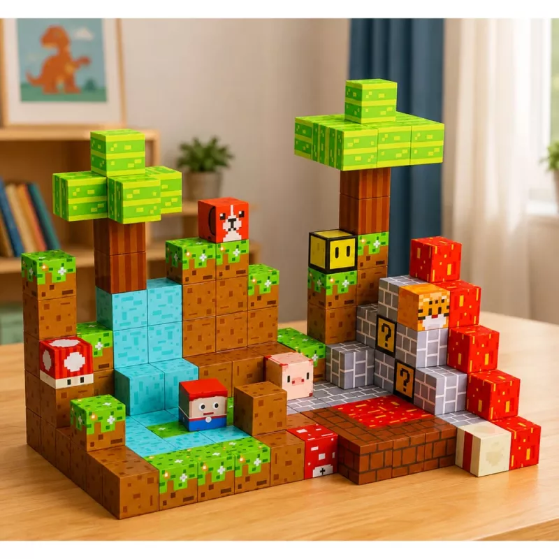 LEAN TOYS mattoncini magnetici Pixel World cubi colorati 146 pezzi