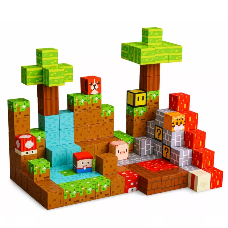 LEAN TOYS mattoncini magnetici Pixel World cubi colorati 146 pezzi