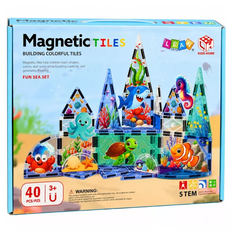LEAN TOYS costruzioni magnetiche animali marini oceano 40 pezzi
