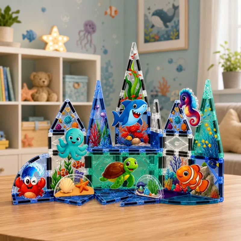 LEAN TOYS costruzioni magnetiche animali marini oceano 40 pezzi