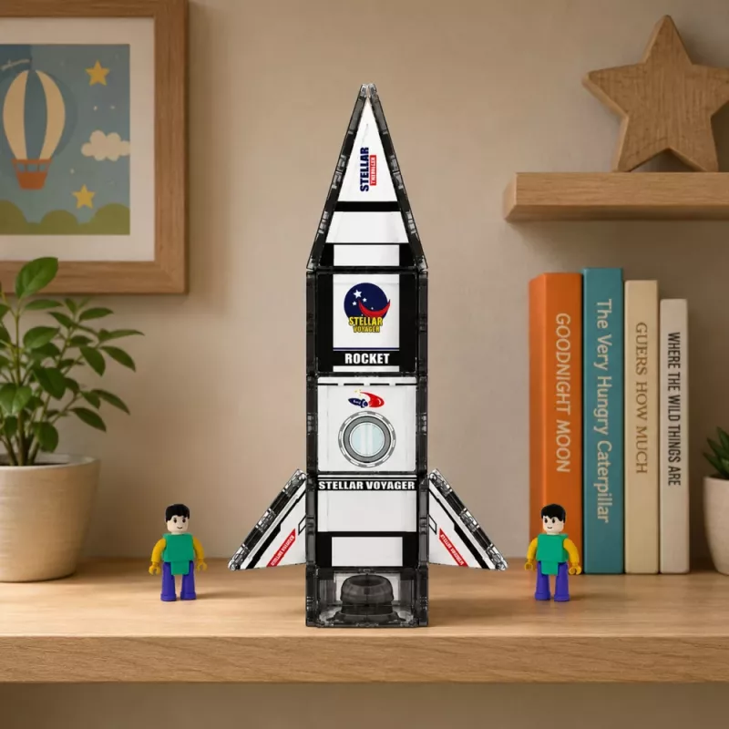 LEAN TOYS blocchi magnetici da costruzione razzo spaziale personaggi 26 pezzi