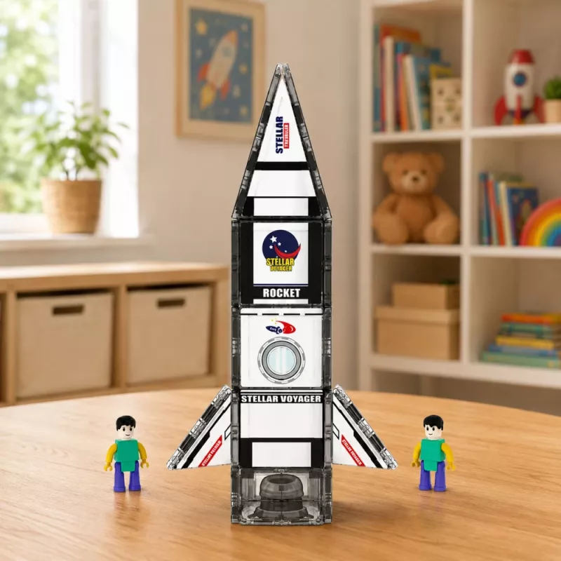 LEAN TOYS blocchi magnetici da costruzione razzo spaziale personaggi 26 pezzi