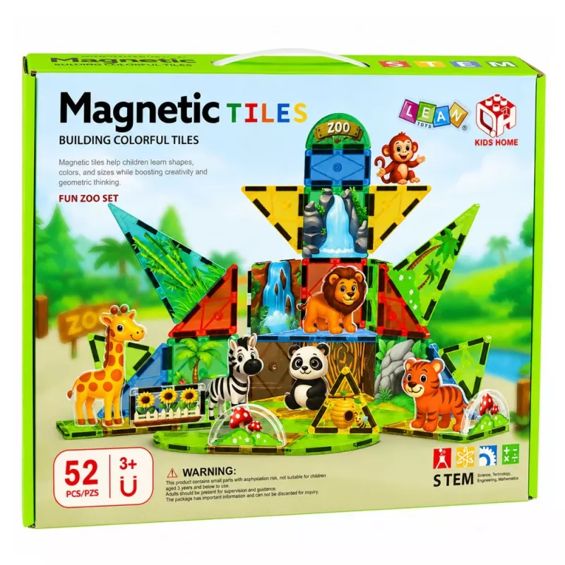 LEAN TOYS blocchi magnetici da costruzione animali selvatici giungla ZOO 52 pezzi