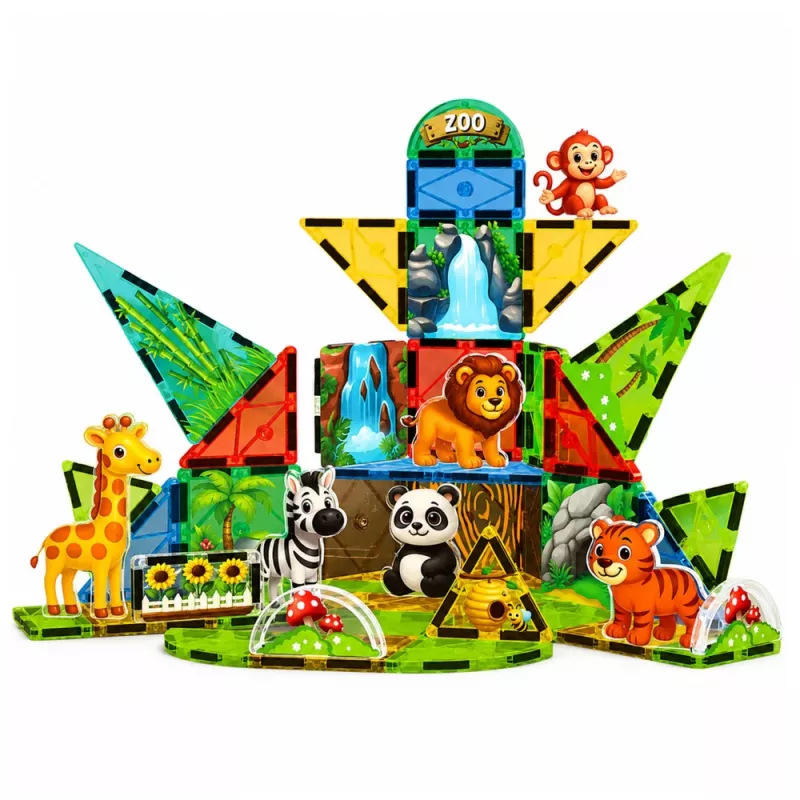 LEAN TOYS blocchi magnetici da costruzione animali selvatici giungla ZOO 52 pezzi