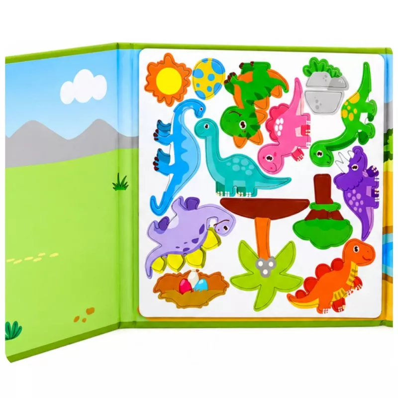 Libro puzzle magnetico LEAN TOYS dinosauri calamite colorate 30 pezzi
