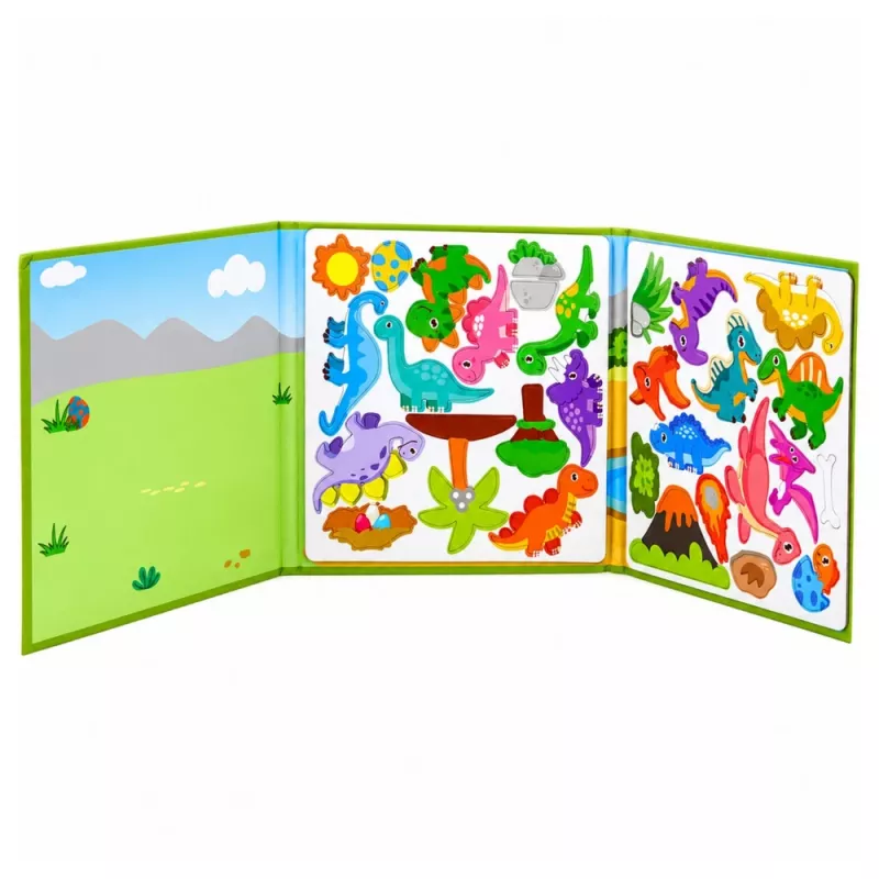 Libro puzzle magnetico LEAN TOYS dinosauri calamite colorate 30 pezzi