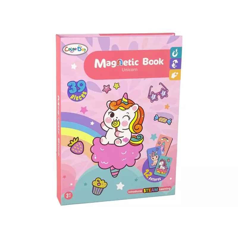 LEAN TOYS Libro puzzle magnetico unicorni puzzle carte