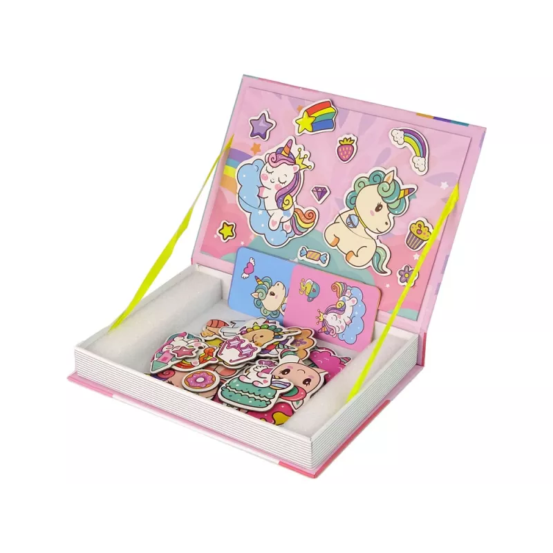 LEAN TOYS Libro puzzle magnetico unicorni puzzle carte