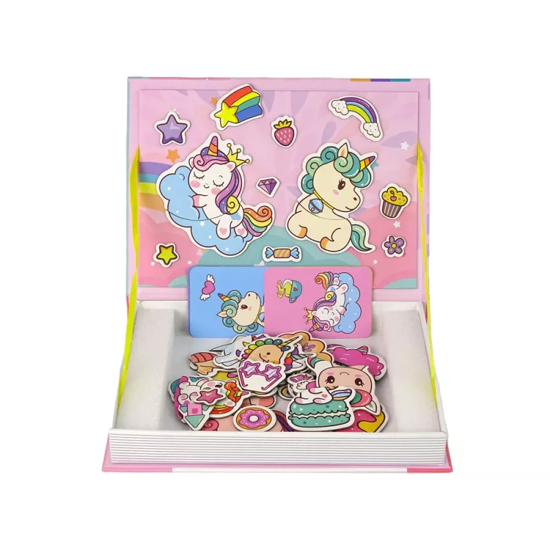 LEAN TOYS Libro puzzle magnetico unicorni puzzle carte